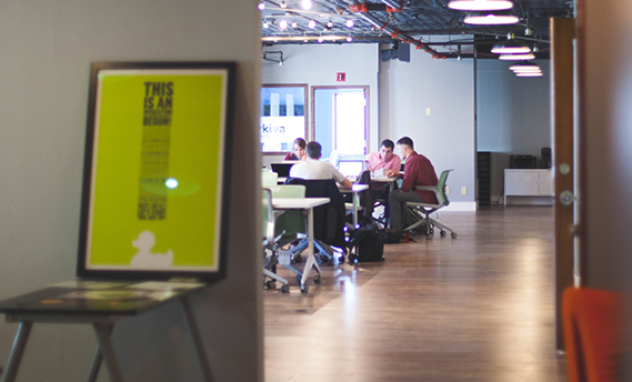 Co-working spaces allow entrepreneurs to come together for innovation and collaboration.